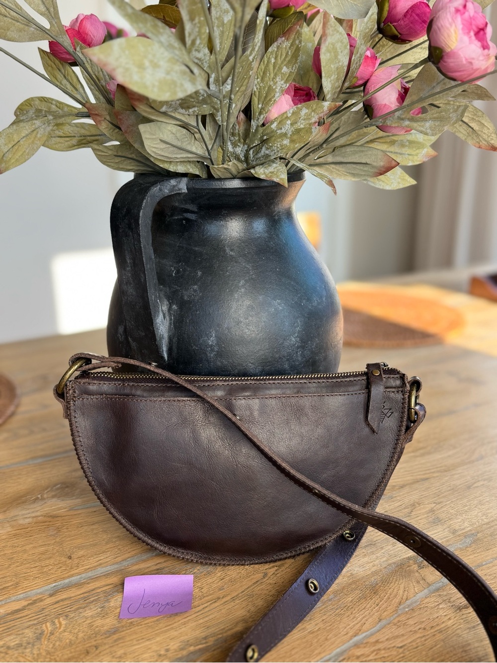 Lyons Leather Bee Leather Crossbody Bag - Espresso - Picture 3 of 5